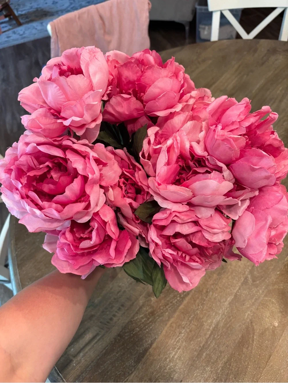 Ashland Pink Faux Peony Bunch Set of 3 stems Romantic Florals Wedding Decor
